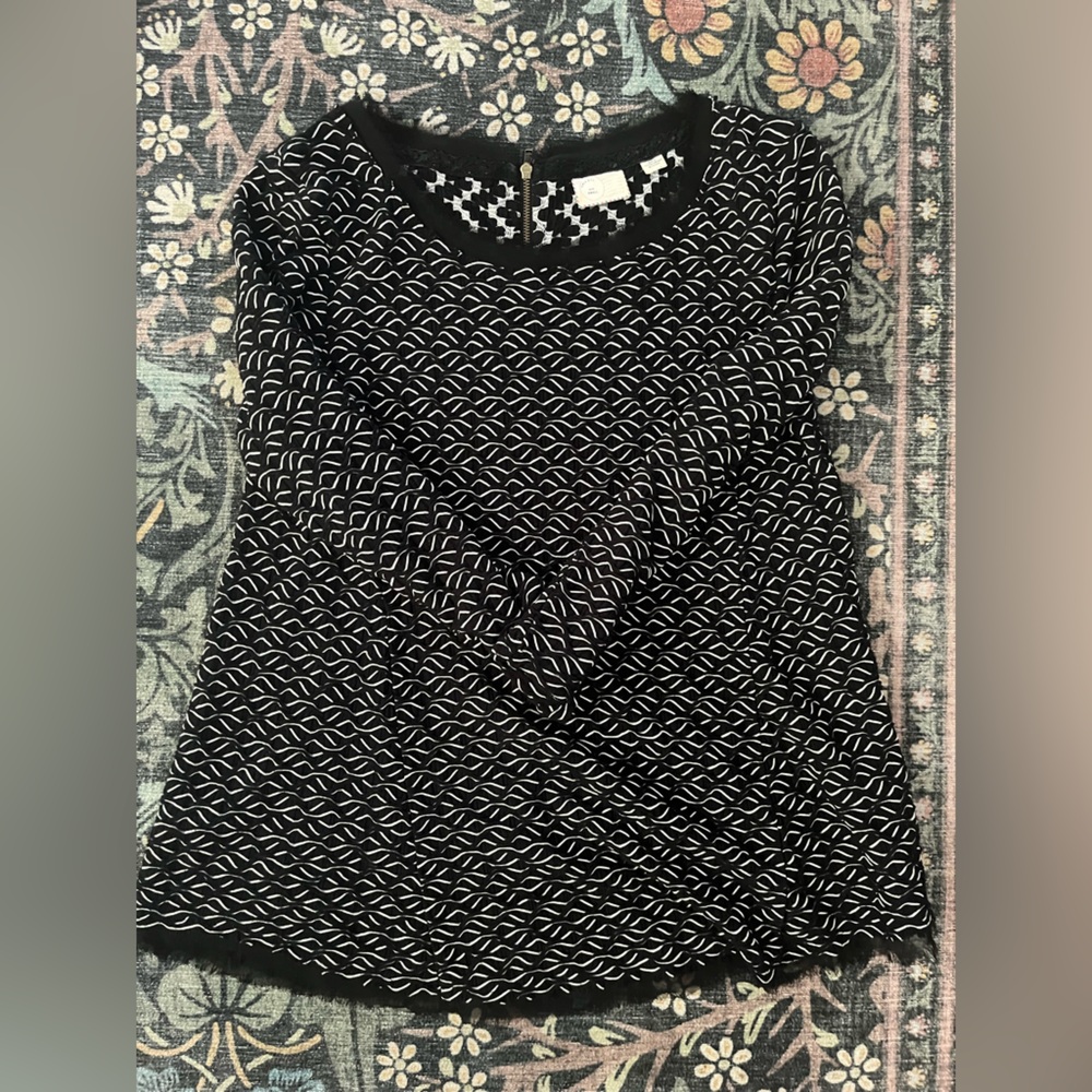 Anthropologie Black and White Textured Top